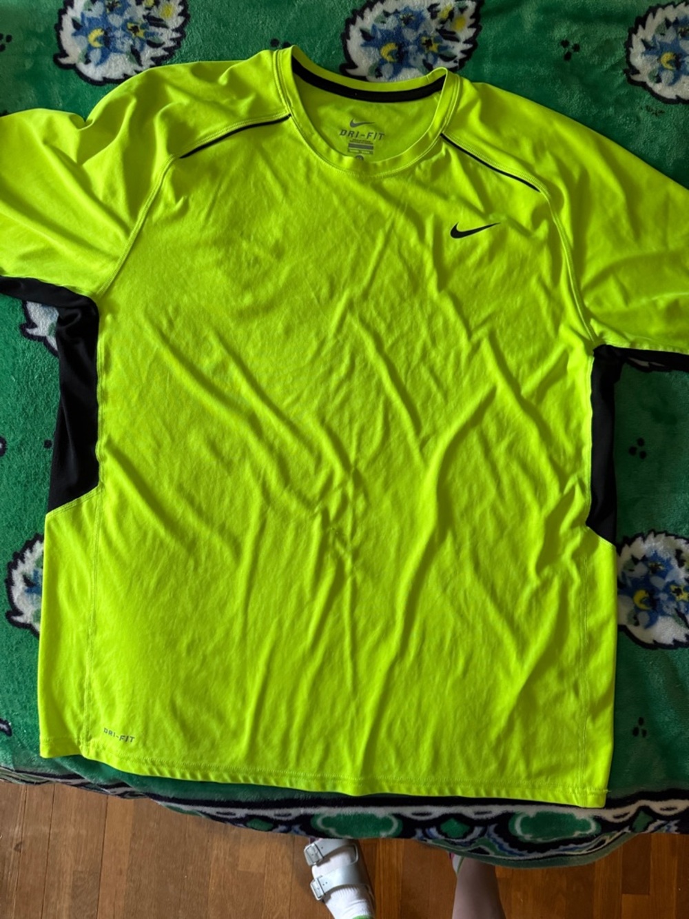 Nike Neon Yellow and Black Dri-FIT Performance Tee